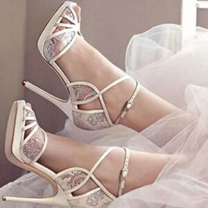 Jimmy Choo Ivory Lace Fayme Wedding Heel 38